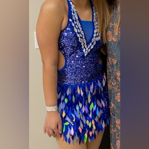 Glamour Royal blue Jazz Dance Costume - Picture 3 of 14